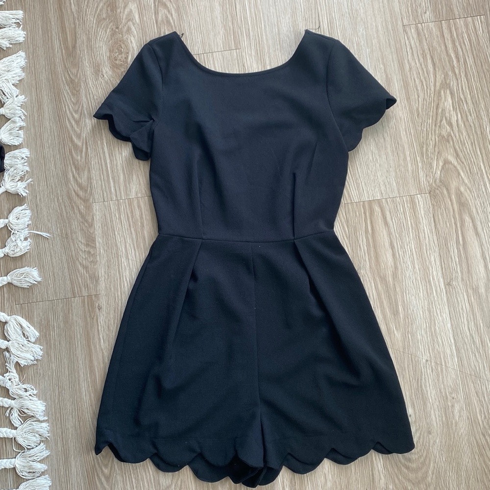 Monteau Scalloped Black Romper